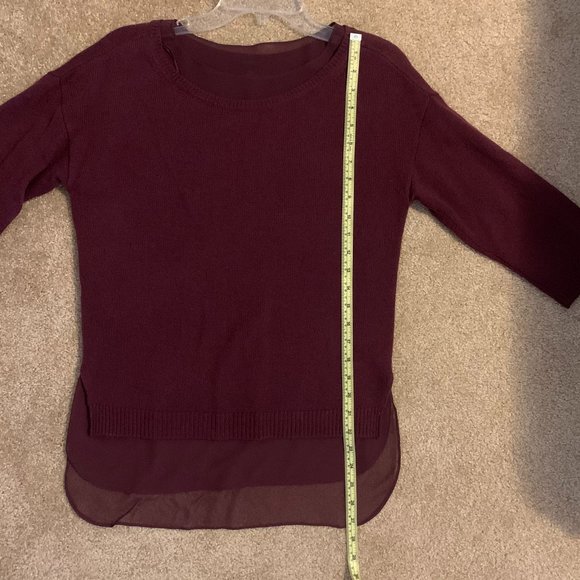 Ann Taylor Eggplant color Layered Sweater with Chiffon Liner - Picture 9 of 9